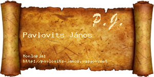 Pavlovits János névjegykártya
