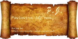 Pavlovits János névjegykártya
