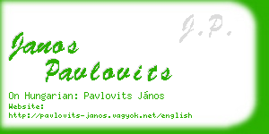 janos pavlovits business card